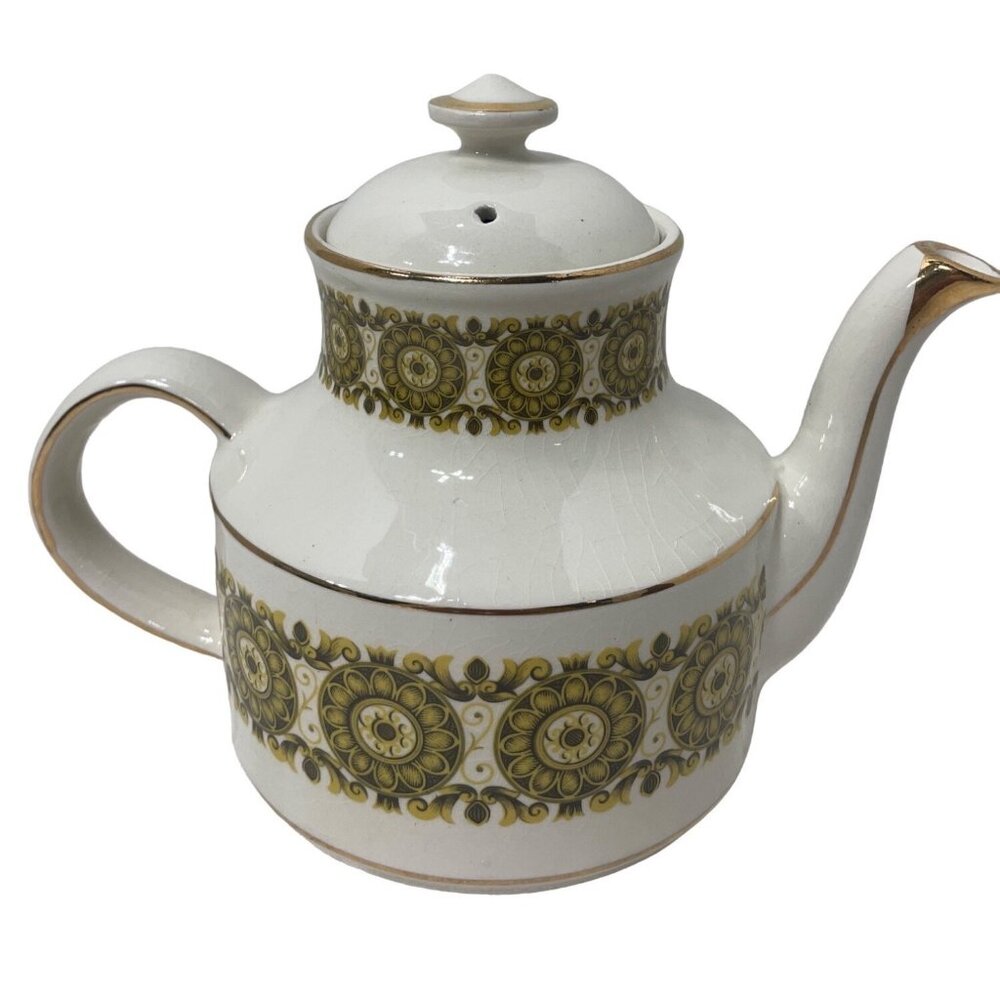 Arthur Wood England Vintage Teapot With Gold Accents & Floral Pattern Ceramic Co